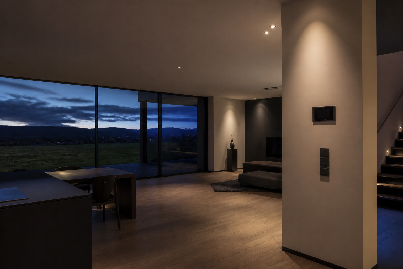 Intérieur moderne avec éclairage architectural installé par NH installation